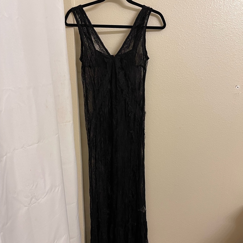Free People Black Sheer Lace Maxi Dress